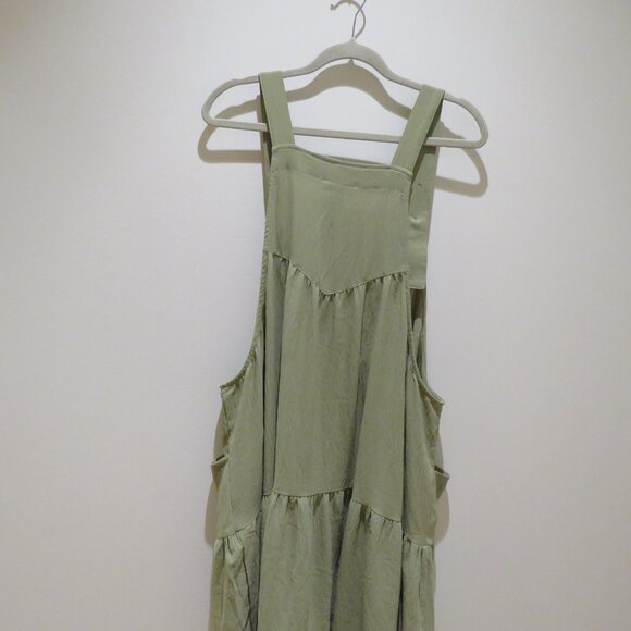 ODDI LOS ANGELES Everlee Apron Pinafore Tiered Maxi Dress in Sage Green 2XL NWT - Picture 10 of 15